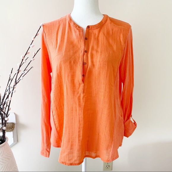 Lucky Brand Tops Lucky Brand Woven Gauze Mixed Henley Top Poshmark